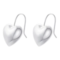 Dettaglio macro degli orecchini pendenti a forma di cuore in argento lucido da donna - Cuore 3D (VE1560) / Oro Bianco