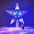 Glow of colorful LED lights inside a transparent plastic star tree topper with battery box - 15cm Striped Multicolor (Button Battery)