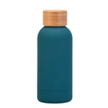 Minimalist teal stainless steel 350ml water bottle with a natural bamboo lid finish - 350ml / Glass Green