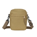 Men's khaki tactical crossbody phone bag with durable nylon fabric and adjustable strap - Khaki with Metal Zipper