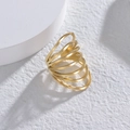 Minimalist 14K gold plated multi-layer spiral ring with a matte brushed finish for women - Gold