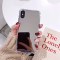 Mirror back phone case with transparent bumper and shockproof corners for iPhone 14 - Black Mirror / iPhone 12 Pro Max