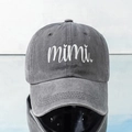 Casquette de baseball classique en coton gris foncé lavé avec broderie mimi et petit cœur - Gris