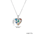 Silver heart necklace with colorful gemstones, pendant size 17.2mm by 16.7mm, weight 5.7g - Silver Multi-color Rhinestone Heart Locket Pearl Style