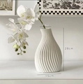 Modern white ceramic vase with spiral texture and dimensions 28x15x7cm for home decor - Swan Neck Ceramic Vase Short