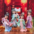 Set of four ancient Chinese lady figurines in colorful Hanfu for desk and cake decor - Four Beauties Figurines Assorted Set Large