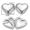 Silver stainless steel heart locket pendant with embossed flower design and dimensions - A44-Smooth Heart