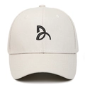 Classic beige cotton baseball cap featuring black embroidered abstract logo on front - Adjustable / Beige