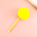 Stylo à bille licorne en peluche créatif avec grand pompon en fourrure jaune - Jaune