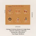 Brown kraft paper Christmas stickers set with Santa and snowman patterns for gift sealing - Christmas Tree Sticker Style B