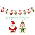 Christmas bunting banner with Santa and Elf designs 8 pieces 13x18cm on 3m adjustable rope - Santa Claus & Elf Banner
