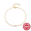 Elegant 925 sterling silver evil eye tennis bracelet with gold plating and zircons - Gold