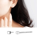 Minimalist S999 sterling silver cube stud earrings featuring a high-polish finish - Square Cube Studs