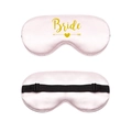 Pink satin eye mask with gold Bride script and adjustable elastic strap for weddings - Heart Bride / Light Pink