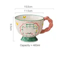 Hand-painted 400ml ceramic mug featuring a cute puppy design and pink twisted handle - Lucky Dog