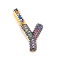Colorful zircon inlaid gold alphabet Y pendant for custom jewelry making - Letter: Y