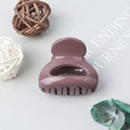 Mini matte bean paste pink hair claw clip in a simple hollow semi-circle design - Glossy Purple Pink