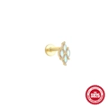 Elegant S925 sterling silver gold-plated stud earring with diamond-shaped moonstone flower - Single Gold #6 (Flower Shaped)