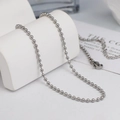 Minimalist silver stainless steel bead chain necklace with lobster clasp closure - 1.5mm Ball Chain / 40+5CM Extension Chain / Steel