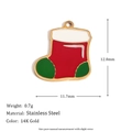Ciondolo calza di Natale in acciaio inossidabile dorato 14K con smalto rosso e verde - Natale Smalto Calza Colorata - Oro-1