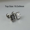 Rectangle claw-set zircon stud earrings in black and white stainless steel - NO 23