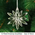 Transparent 12-point crystal snowflake ornaments for Christmas tree decoration 51x8mm - 12-Petal Snowflake