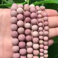 Frosted pink rose quartz round beads for DIY jewelry making in multiple sizes - Frosted Mahogany Stone / 4mm/1 Piece Approximately 90 Pieces/10g