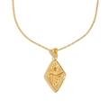 Collar de acero inoxidable chapado en oro de 18K con colgante rombo de sol y luna - Dorado