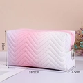 Pink gradient PU leather makeup bag with wave texture and dimensions 18.5x7.5x10cm - Gradient Pink