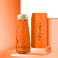 Paraguas naranja compacto de 5 pliegues con estuche a juego y protección solar UPF 50+ - Naranja