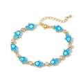 Gold-plated Evil Eye Hamsa Hand bracelet with blue enamel and sparkling cubic zirconia - Sky Blue