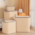 Set of four orange striped non-woven fabric storage boxes with zippers and handles - Zipper Yellow Stripes