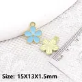 Alloy tulip flower charms in light blue and gold finish with a 15mm size ruler scale - 15X13X1.5mm / Light Blue Flower (BK1611#)