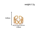 Anello aperto regolabile in acciaio inossidabile dorato con design geometrico e dimensioni - Cerchi Geometrici (MN488)