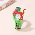 Kids green silicone watch with 3D cartoon dinosaur designs and colorful numbers - Green