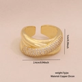 Adjustable golden double-layer crisscross ring with cubic zirconia inlay for women - Crossed Double Layer Style(6#)
