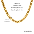 Golden 5mm stainless steel Cuban link chain necklace with 18K PVD plating for men and women - 18K Gold / 5mmx55cm / Gold (ZN1789G)