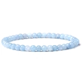 Minimalist 4mm light blue natural stone beaded bracelet with polished round gemstones - Synthetic Aquamarine