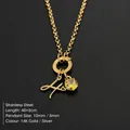 Gouden roestvrijstalen ketting met een hartvormige letter L hanger en geel kristal - Letter H