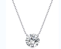 Classic 1 carat moissanite pendant necklace in 925 sterling silver with O-chain - N13976/s925 Silver + Moissanite / Chain Length 40cm + 5cm (extension Chain)