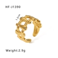 Adjustable 18k gold plated stainless steel ring with elegant woven hollow texture - Hollow Woven Texture Style (HF-J1390)