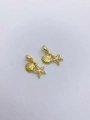 Detailed view of gold starfish and conch pendant charm with paved cubic zirconia stones - Gold Starfish Shell (GL03)