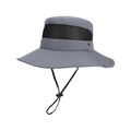 Cappello da sole grigio a tesa larga con rete traspirante e cinturino regolabile - grigio scuro