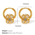Boucles d'oreilles dorées en acier inoxydable avec strass de 19,5 mm sur 16,2 mm - Boucles d'Oreilles Dorées Strass Blanc (EH836WERG)