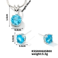 Detailed dimensions of silver necklace and blue stone earrings jewelry set components - Sky Blue