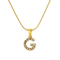 Gold plated stainless steel letter G pendant necklace with pave set crystals - Gold Letter G (S-P148-G)