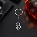 Llavero de acero inoxidable con un elegante colgante de la letra B en cursiva - Letra B