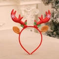 Festive Christmas reindeer antler headband with red glitter and white snowflake details - Red Antlers with Ears