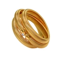 Detail of 18K gold-plated double-layer Tubogas bracelet with a sparkling cubic zirconia stone - Layered Spiral Style(YS794) / Gold