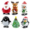 Wind-up Christmas toy set featuring Santa, reindeer, penguin, and snowman in a 6-piece pack - Christmas Wind Up 6pcs Set I